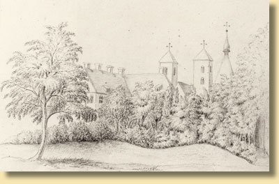 Ansicht der Pfarrkirche in Freckenhorst, um 1820