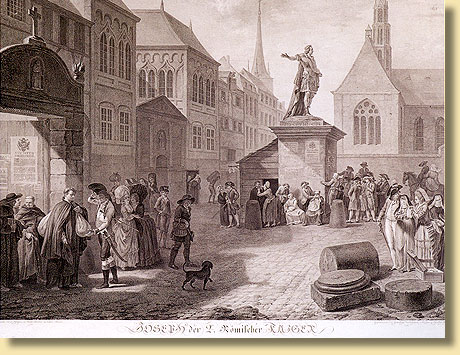 Klosteraufhebung, im Hintergrund die Statue Josephs