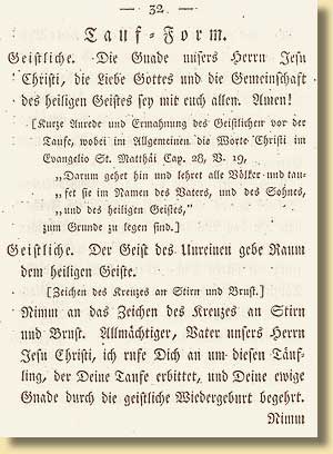Taufformel für den märkischen Synodalbezirk, 1823