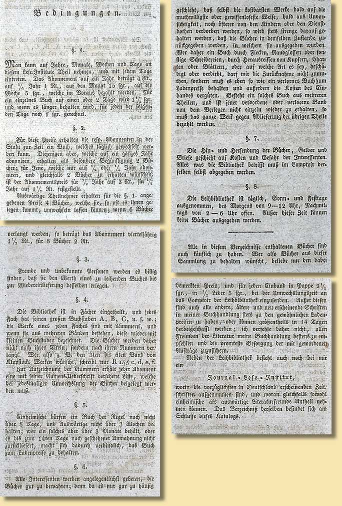 Bedingungen der Theissingschen Leihbibliothek in Mnster, 1823