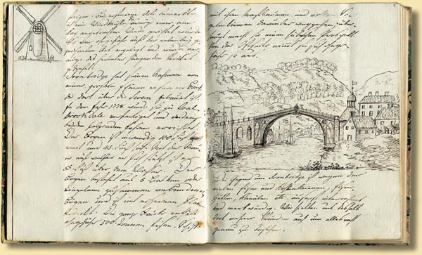 Die erste Eisenbrcke der Welt in Coalbrookdale, Reisetagebuch des Georg Graf zu Mnster, 1800