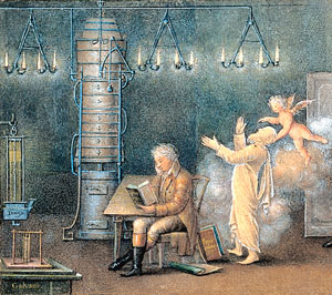 Der Essener Apotheker Franz Wilhelm Flashoff bei einem Experiment mit Gaslicht, 1816/18