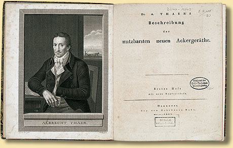 Albrecht Thaer, Beschreibung der nutzbarsten neuen Ackergerthe, H. 1, Hannover 1803