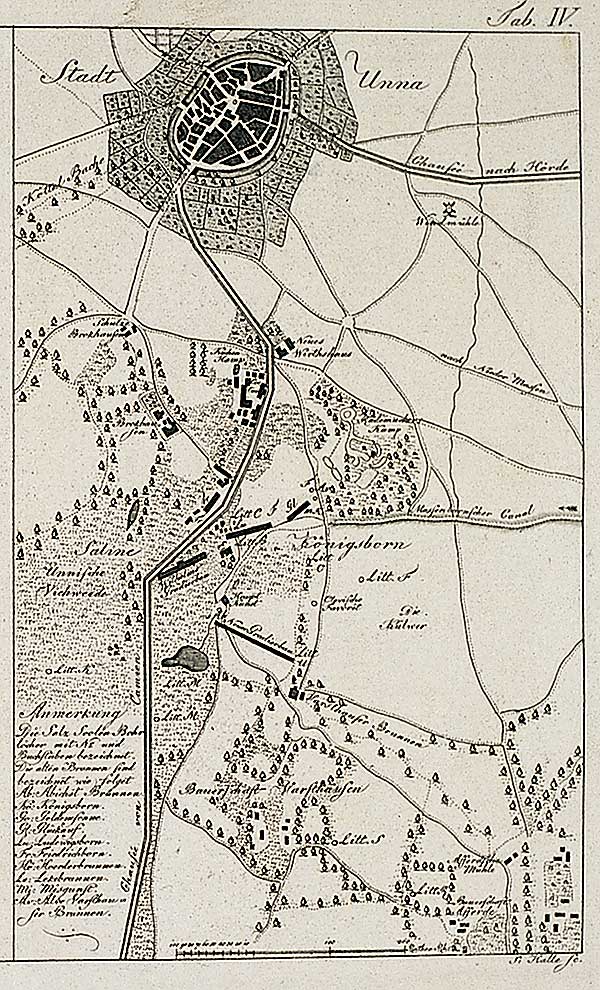Die Chaussee von Kamen nach Unna ber die Saline Knigsborn, 1799