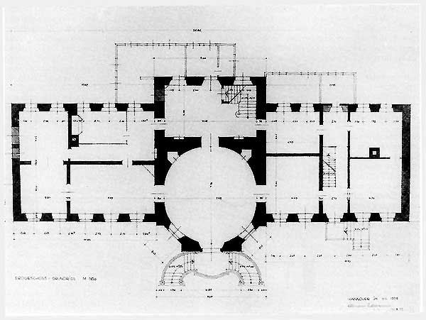 Brgelmanns Villa, Grundriss des Erdgeschosses, Zeichnung von 1959