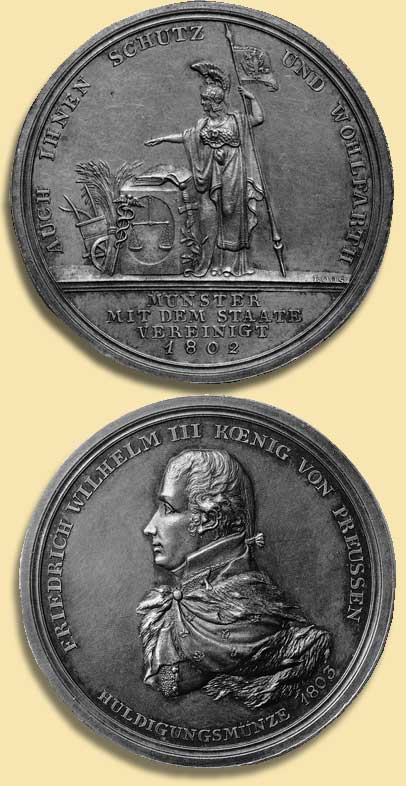 Preuische Huldigungsmedaille fr das Frstentum Mnster, 1803