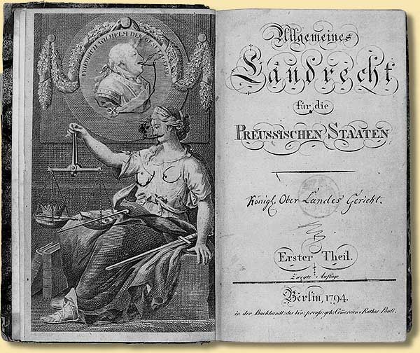 Allgemeines Landrecht fr die Preussischen Staaten,  1794