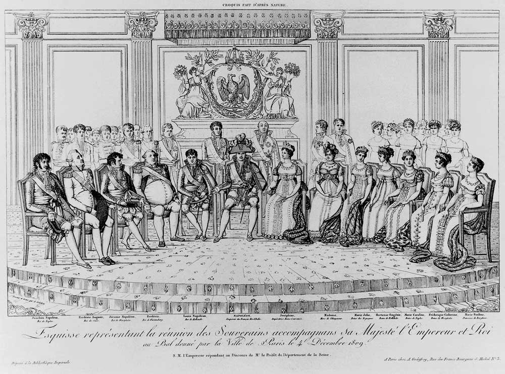 Napoleon im Kreis seiner von ihm als Regenten eingesetzten Verwandten, 1809