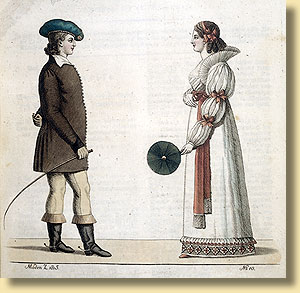 Altdeutsche Frauen- und Herrentracht, 1815