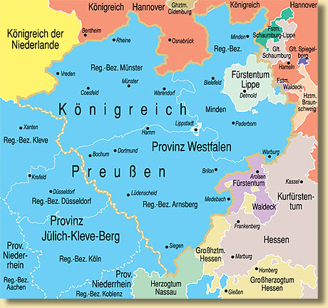 Politische Gliederung Westfalens 1815/16