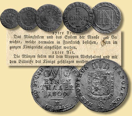 Collage zur Whrungsvereinheitlichung im Knigreich Westphalen, 1807