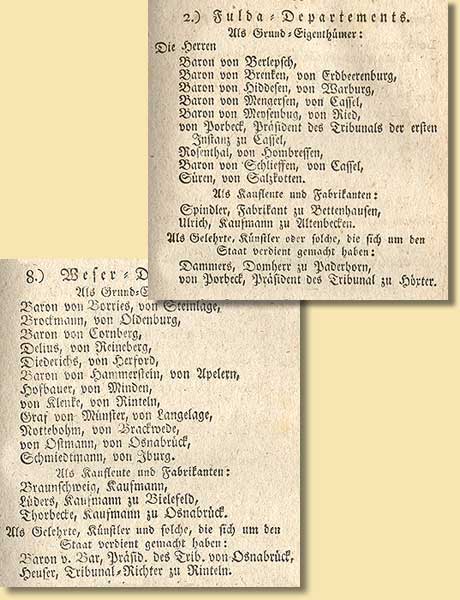 Proklamation der Mitglieder der Reichsstnde im Weser- und im Fuldadepartement, 2.6.1808
