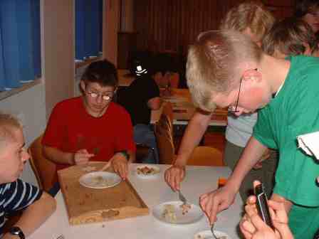 Students eating Piroggi