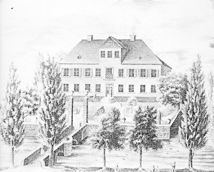 Gut Groß-Engershausen von Norden (Zeichnung)