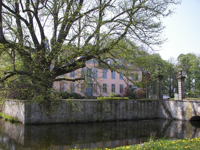 Gräfteninsel mit Herrenhaus und 300 bis 400 Jahre alter Linde.