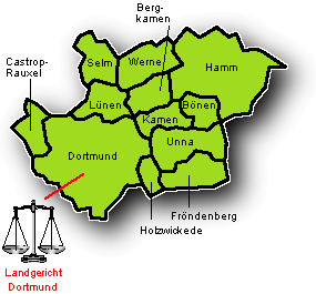 Karte des Landgerichtsbezirks Dortmund