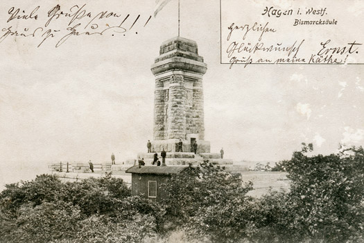 Bismarckturm in Hagen kurz nach seiner Fertigstellung, Postkarte 