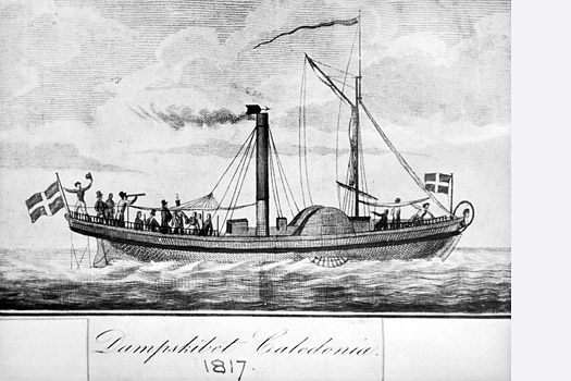 Das englische Dampfschiff Caledonia, 1817 eine Attraktion auf dem Rhein