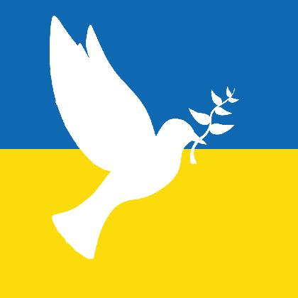 Flagge der Ukraine mit Friedenstaube