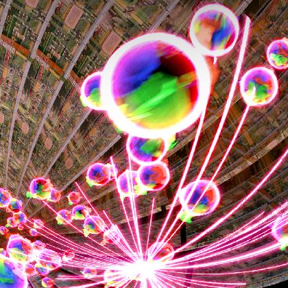 Teilchenkollision im LHC Teilchenbeschleuniger Cern.