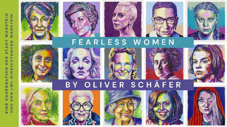 Zeigt in Kacheln angeordnet, unterschiedliche Portraits des Künstlers, Oliver Schäfer.