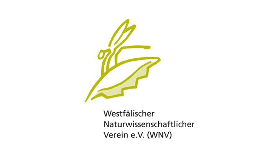 WNV-Logo mit einer gezeichneten, grünen Libelle auf Blatt und Schrift WNV