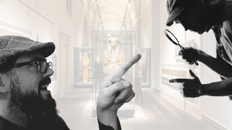 Dr. Berner und Sherlock Holmes im Museum