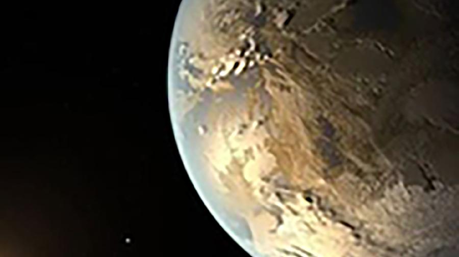 Darstellung eines Planeten vor dem Hintergrund des Weltraums.