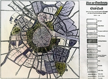 Stadterweiterungsplan für Soest nach dem Gartenstadtmodell: Architektenentwurf von Schmitthenner/Langen (1915)