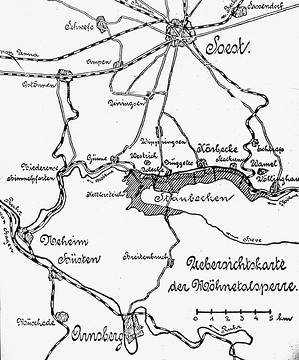Übersichtskarte der Möhnetalsperre zwischen Arnsberg und Soest (Quelle nicht überliefert)