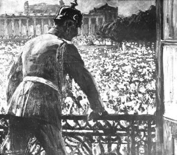 Gemälde - Kaiser Wilhelm II. hält eine Ansprache an die Menschenmenge
