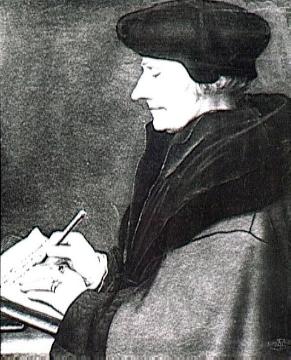 Erasmus von Rotterdam (1466-1536), Theologe und Bibelübersetzer, Gemälde von Hans Holbein, 1523
