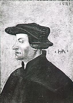 Der Schweizer Reformator Ulrich Zwingli in seinem Todesjahr 1531, portraitiert von Hans Asper