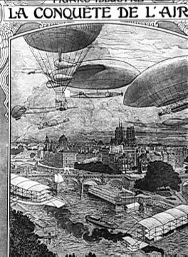 'Eroberung der Lüfte', Illustration in der französischen Zeitung 'Le Figaro' zur Zukunft der Luftfahrt im 20. Jahrhundert, undatiert, um 1900?