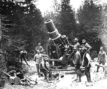 Artillerie im Ersten Weltkrieg - Dolomiten 1916: Österreichischer Mörser im Gebirge (Österreich/Italien)