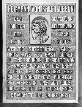 Gedenktafel zu Ehren des Dichters Hoffmann von Fallersleben (Standort unbekannt)