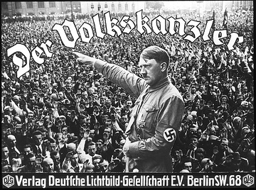 Nationalsozialistische Wahlpropaganda, Plakat: "Der Volkskanzler" Adolf Hitler und jubelnde Menschenmasse