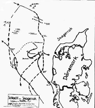 Der Erste Weltkrieg: Kartendarstellung vom Ablauf der Schlacht am Skagerrak am 31. Mai 1916