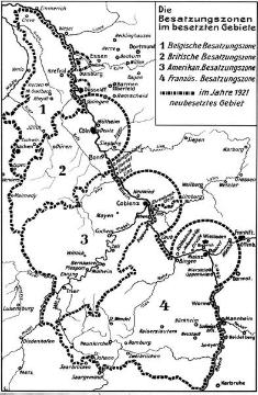 Weimarer Republik, Kartendarstellung: Besatzungszonen am Rhein im Jahre 1921