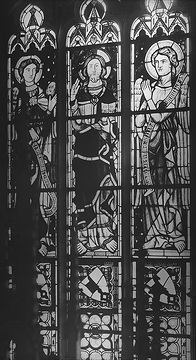 Glasmalerei, 14. Jahrhundert: Fenstergemälde in der Kirche St. Maria zur Wiese, Hauptchor, Aufnahmedatum der Fotografie ca. 1913.
