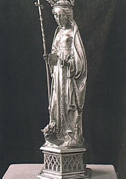 Reliquienfigur der hl. Margareta (Silberarbeit, um 1460) in der ehemaligen Stiftskirche St. Margareta, Stift Asbeck, Legden