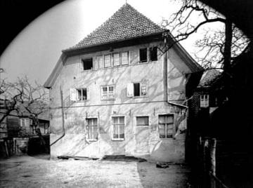 Wohnhaus in der Lütke Gasse 6, ehemals Sitz der Freimaurer-Loge "Zu den drei Balken" (Rückfront)