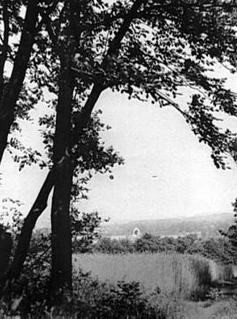 Blick von Stift Leeden über die Felder und den Teutoburger Wald