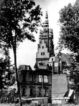 Münster 1946: Blick von der Salzstraße auf den Stadthausturm