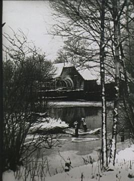 Ölmühle und Mühlteich bei Schloss Brake, um 1930