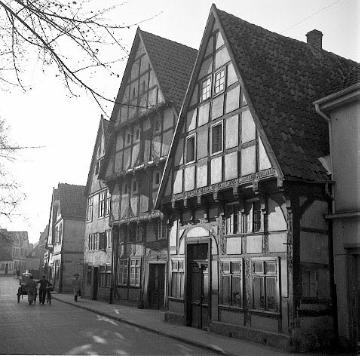 Remensnider- und Engelking-Haus in der Brüderstr., gotische Giebelhäuser mit Fachwerk