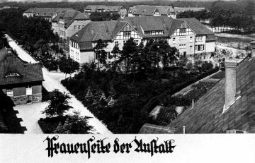 Provinzial-Heilanstalt Gütersloh, gegr. 1912: Gesamtansicht der Frauengebäude. Undatiert, um 1928?