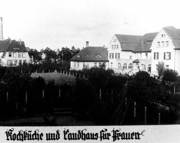 Provinzial-Heilanstalt Gütersloh, gegr. 1912: Küchenhaus und Landhaus für Frauen. Undatiert, um 1928?