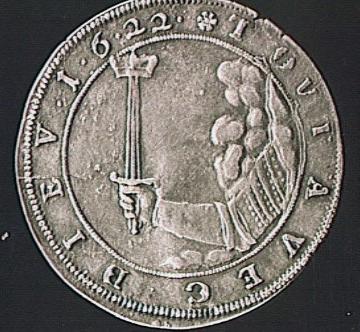 Münzen und Medaillen: Taler des Christian von Braunschweig 1622, Vorderseite, Prägung in Halberstadt