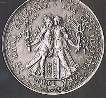 Medaille von Johann Höhn zum Westfälischen Frieden 1648 in Münster, Rückseite